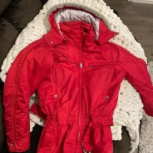 Killy One Piece Red Snowsuit with Grey fur trimmed hood
